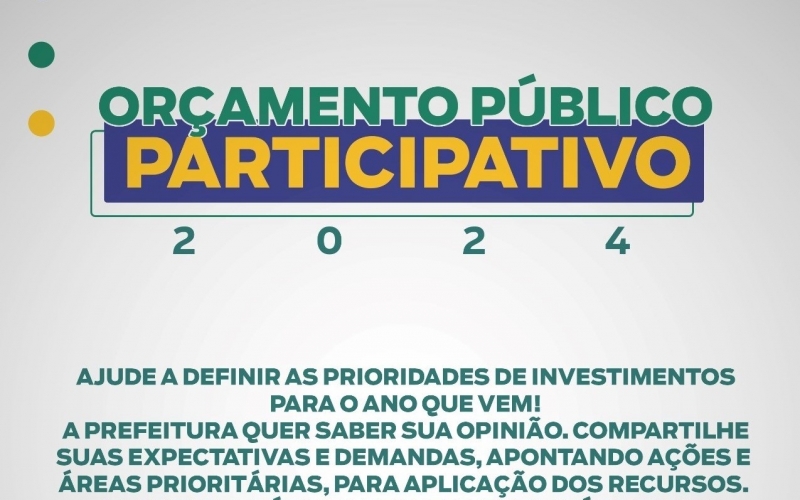 Prefeitura abre hoje a consulta pública para o Orçamento Participativo 2024