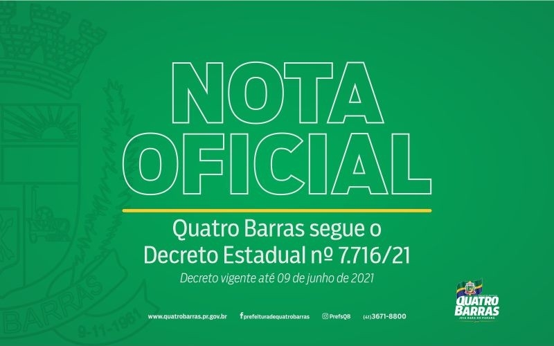 Quatro Barras segue decreto estadual 7716/21