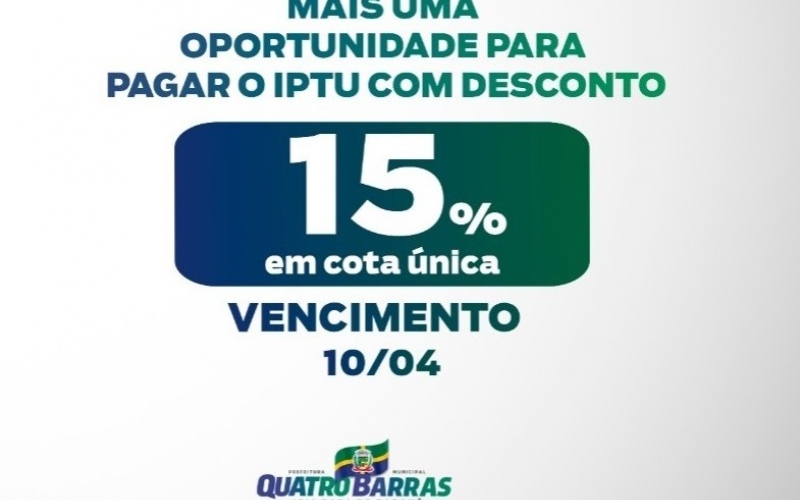 Contribuintes poderão quitar IPTU em cota única com 15% de desconto até esta quarta-feira