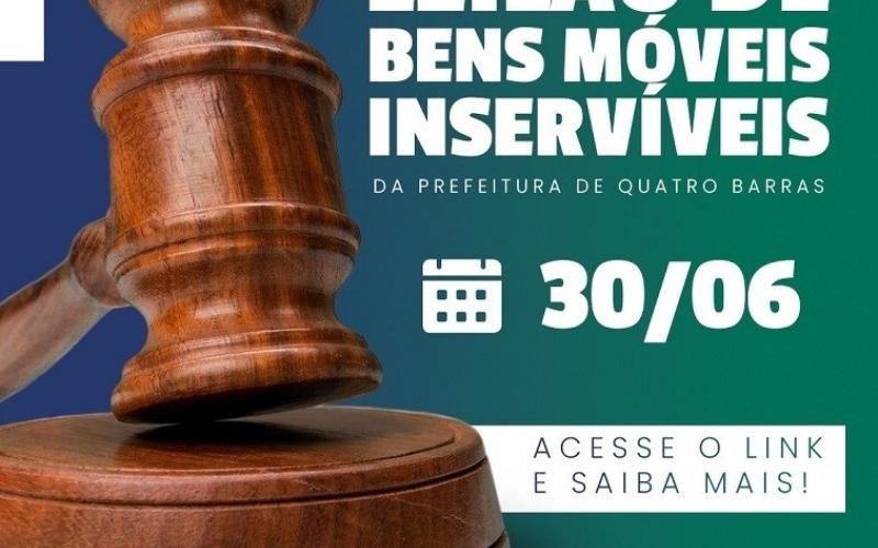 Prefeitura vai leiloar bens móveis inservíveis no próximo dia 30 de junho