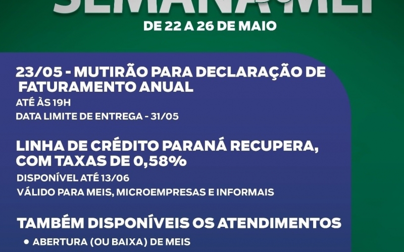 Semana do MEI começa hoje na Sala do Empreendedor de Quatro Barras