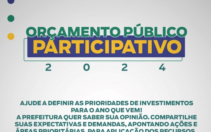 Prazo de sugestões para o Orçamento Participativo 2024 encerra na segunda-feira (31)