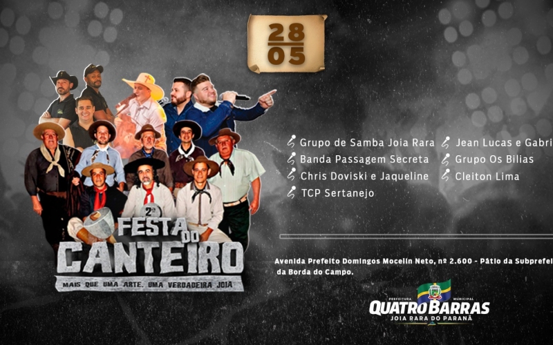 Com entrada franca e recheada de atrações, Festa do Canteiro 2023 será realizada no próximo dia 28