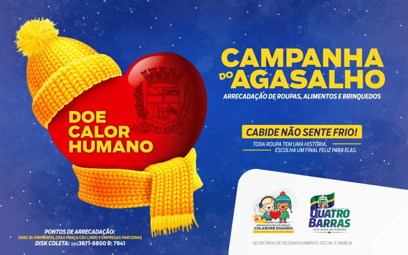 Solidariedade: Prefeitura de Quatro Barras lança Campanha do Agasalho 2021