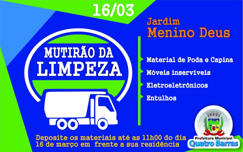 Mutirão de limpeza no Jardim Menino Deus