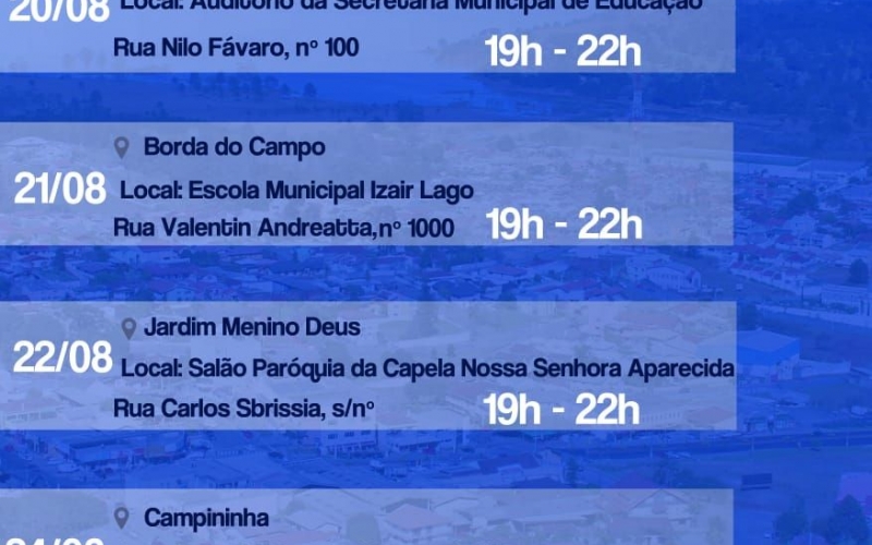 NA PRÓXIMA SEMANA QUATRO BARRAS REALIZA OFICINAS COMUNITÁRIAS NO SEU PROCESSO DE REVISÃO DO PLANO DIRETOR