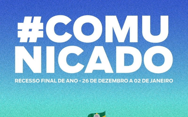 Prefeitura estará em recesso entre os dias 26 de dezembro e 2 de janeiro